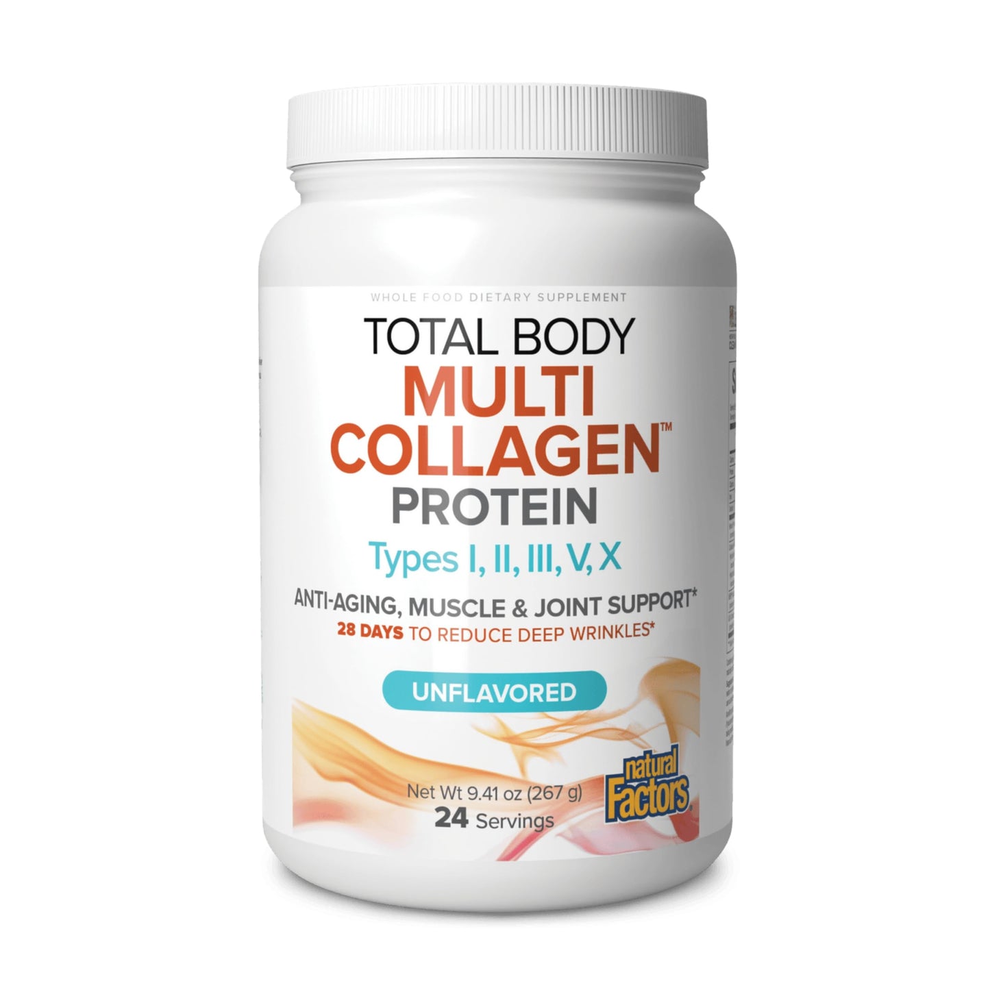 Natural Factors Total Body Multi Collagen Protein – 5-Collagen Blend (Unflavored, 9.41 oz)