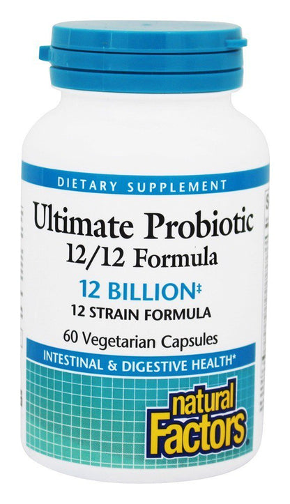 Natural Factors Ultimate Probiotic 12/12 Formula – Digestive Health & Immune Support | 60 Vegetarian Capsules
