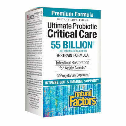 Natural Factors Ultimate Probiotic Critical Care – 9 Strains, 55 Billion CFU, Supports Intestinal Restoration