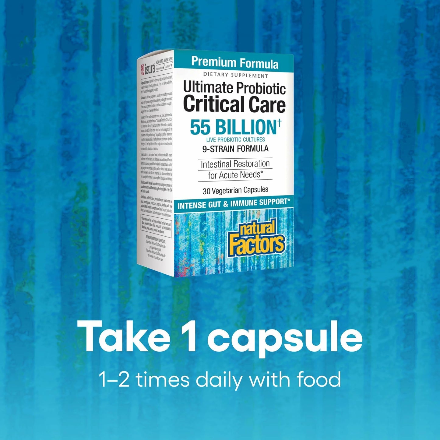 Natural Factors Ultimate Probiotic 100 Billion Live Cultures – 30 Vegetarian Capsules for Gut Health