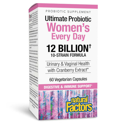 Natural Factors Ultimate Probiotic Women's Everyday - Digestive Health & UTI/Vaginal Support - 60 Vegetarian Capsules