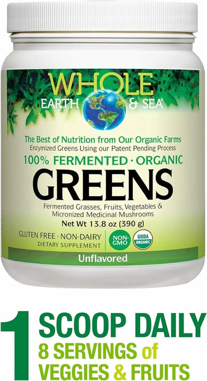 Natural Factors Whole Earth & Sea Organic Fermented Greens — Vegan, Unflavored, 13.8 oz BritishVita | Premium UK Vitamins & Wellness Supplements