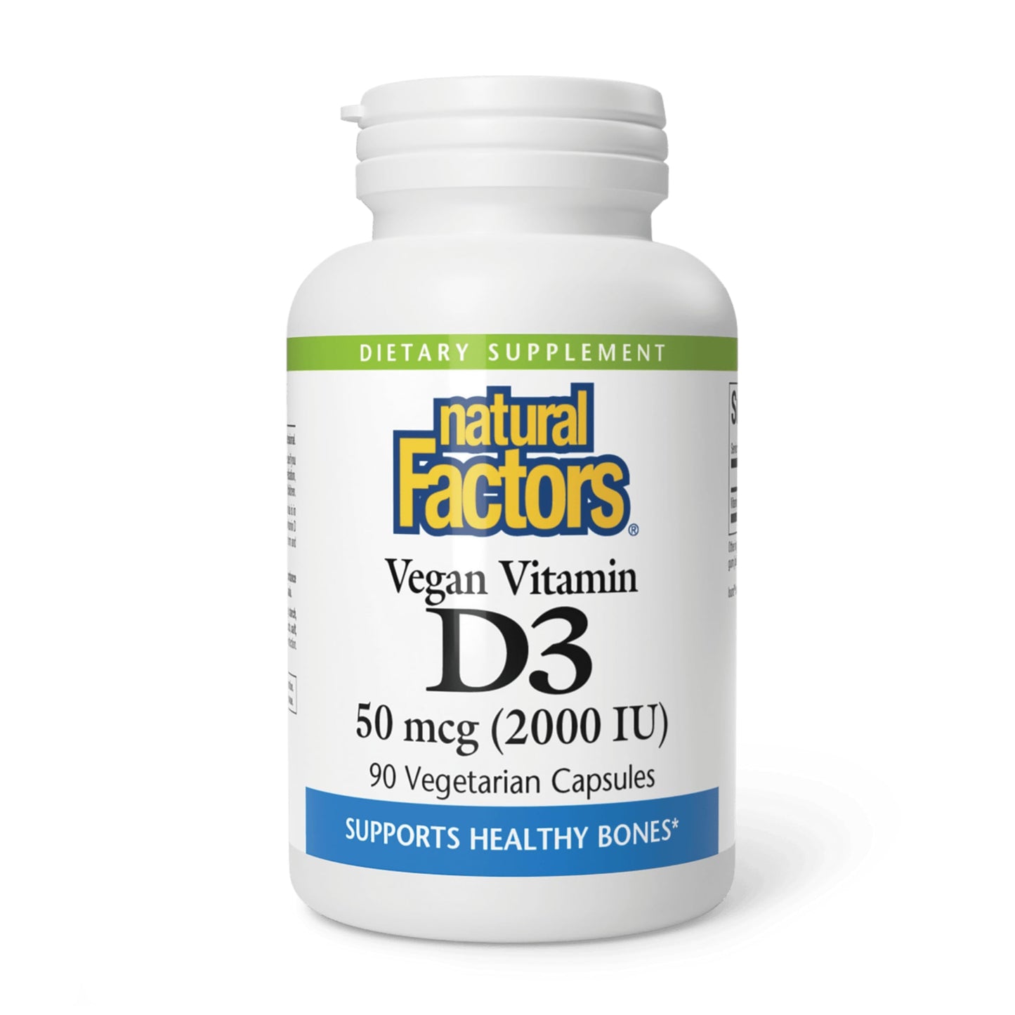 Natural Factors Vegan Vitamin D3 2000 IU – Bone & Immune Health – 90 Capsules