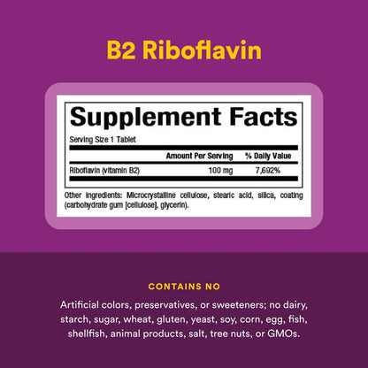 Natural Factors Vitamin B2 Riboflavin 100mg – Energy & Metabolism Support, 90 Tablets