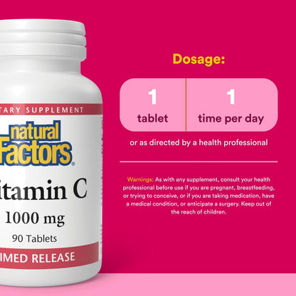 Natural Factors Vitamin C 1000mg Time Release | Antioxidant Protection & Immune Support | 90 Tablets