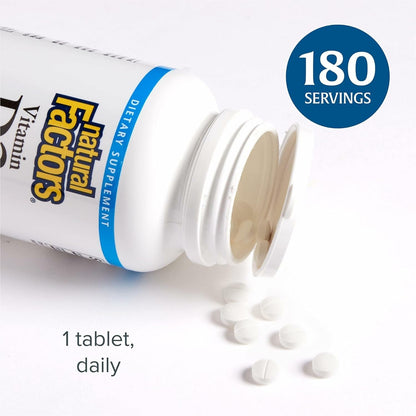 Natural Factors Vitamin D3 1000 IU (25 mcg) – Supports Bones, Muscles & Immunity | 180 Tablets