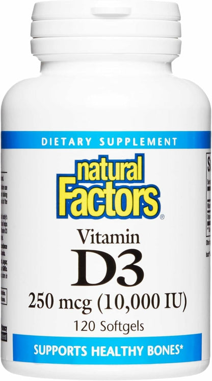Natural Factors Vitamin D3 – Daily Bone & Immune Support (120 Softgels)