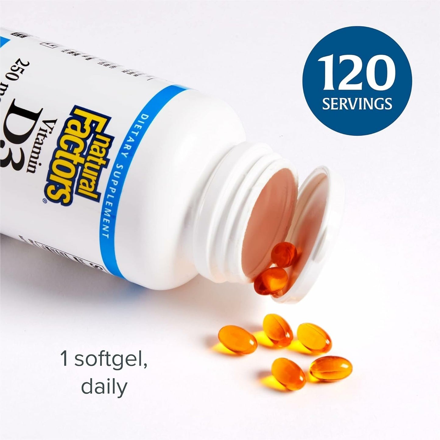 Natural Factors Vitamin D3 – Daily Bone & Immune Support (120 Softgels)