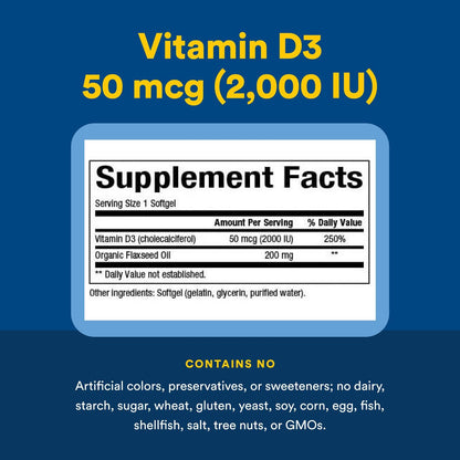 Natural Factors Vitamin D3 2000 IU - Supports Healthy Bones (240 Soft Gels)