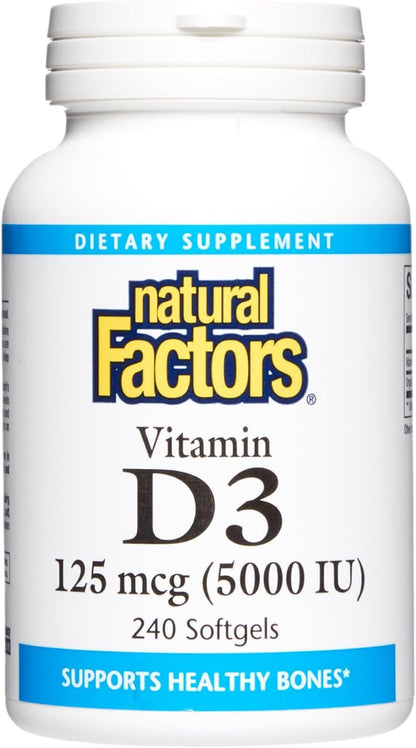 Natural Factors Vitamin D3 5,000 IU – Joint, Bone & Immune Support (240 Count)