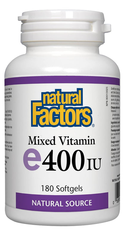Natural Factors Mixed Vitamin E 400 IU – Antioxidant Support (180 Softgels)