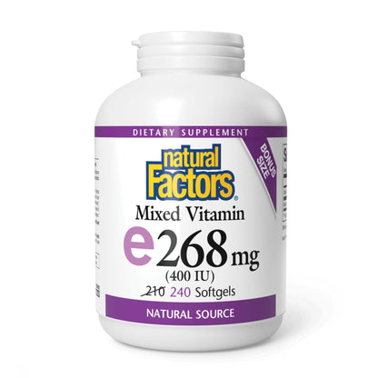 Natural Factors Vitamin E 400 IU Softgels – Antioxidant Support & Heart Health | 240 Softgels