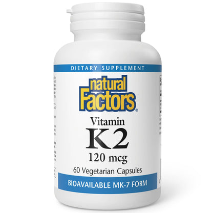 Natural Factors Vitamin K2 120 mcg MK-7 – Supports Bone & Vascular Health, 60 Capsules