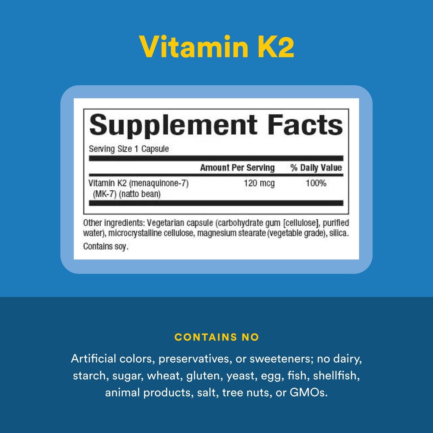 Natural Factors Vitamin K2 120 mcg MK-7 – Supports Bone & Vascular Health, 60 Capsules