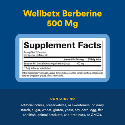 Natural Factors WellBetX Berberine – Daily Supplement for Metabolic & Heart Health | Gluten-Free & Vegan | 60 Vegetarian Capsules