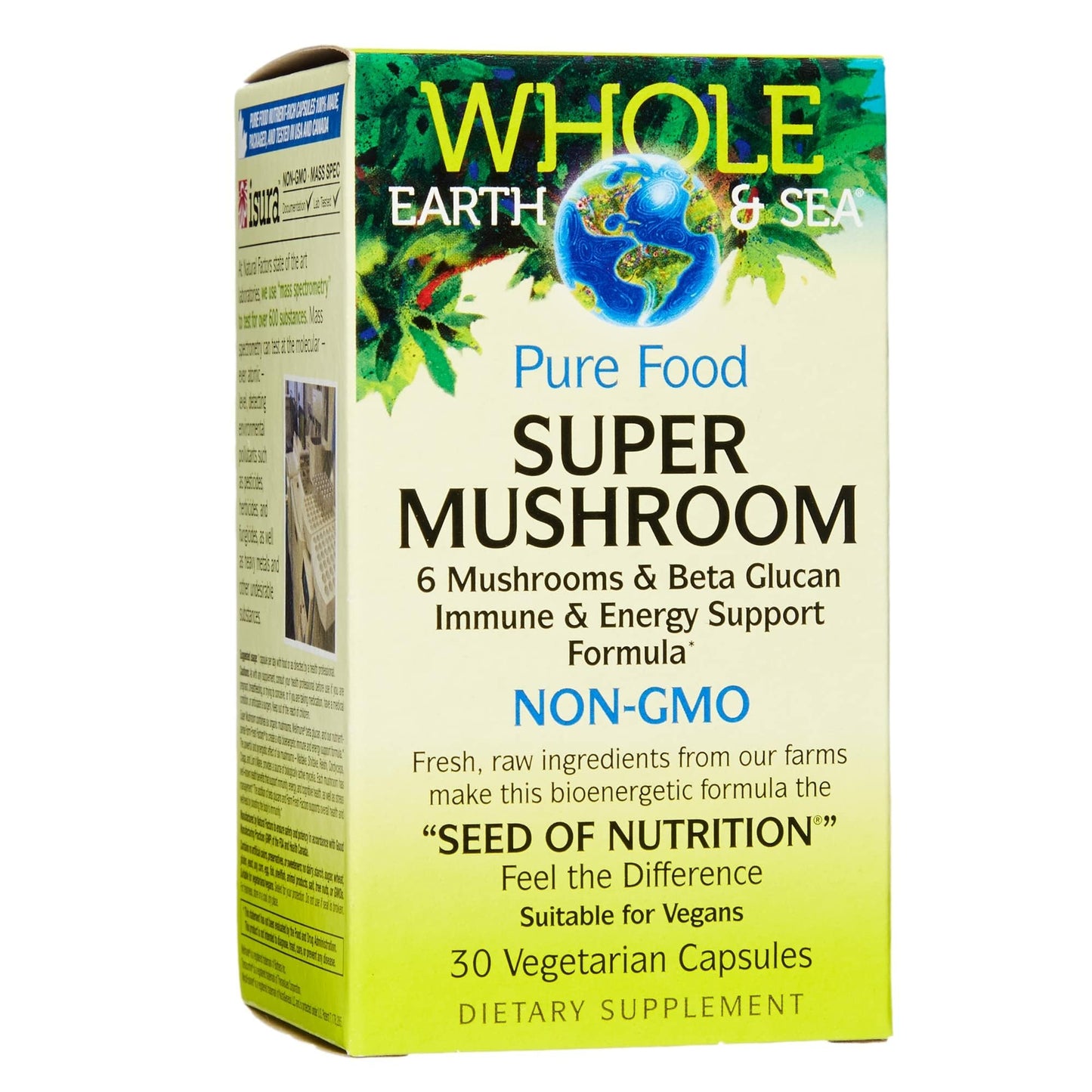 Natural Factors Whole Earth & Sea Super Mushroom - Organic Mushroom Supplement for Brain & Immune Health - 30 Vegetarian Capsules