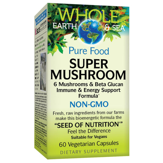 Whole Earth & Sea Super Mushroom by Natural Factors - Vegan Whole Food Supplement, 60 Capsules BritishVita | Premium UK Vitamins & Wellness Supplements