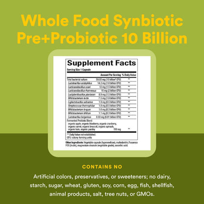 Natural Factors Whole Earth & Sea Synbiotic Pre + Probiotic, 60 Vegetarian Capsules