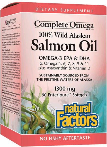 NATURAL FACTORS Wild Alask Salmon Oil 90 CT | Omega-3 Softgels