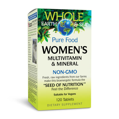 Natural Factors Whole Earth & Sea Women's Multivitamin & Mineral – Vegan, 120 Tablets