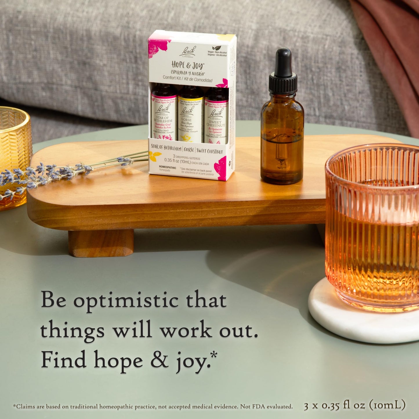 Bach Original Flower Remedies Hope & Joy Trio Kit - Non-Alcohol, 3x10mL Droppers