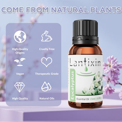 Lantixin Eucalyptus Essential Oil – Pure 0.5 oz | Premium Grade for Diffusers