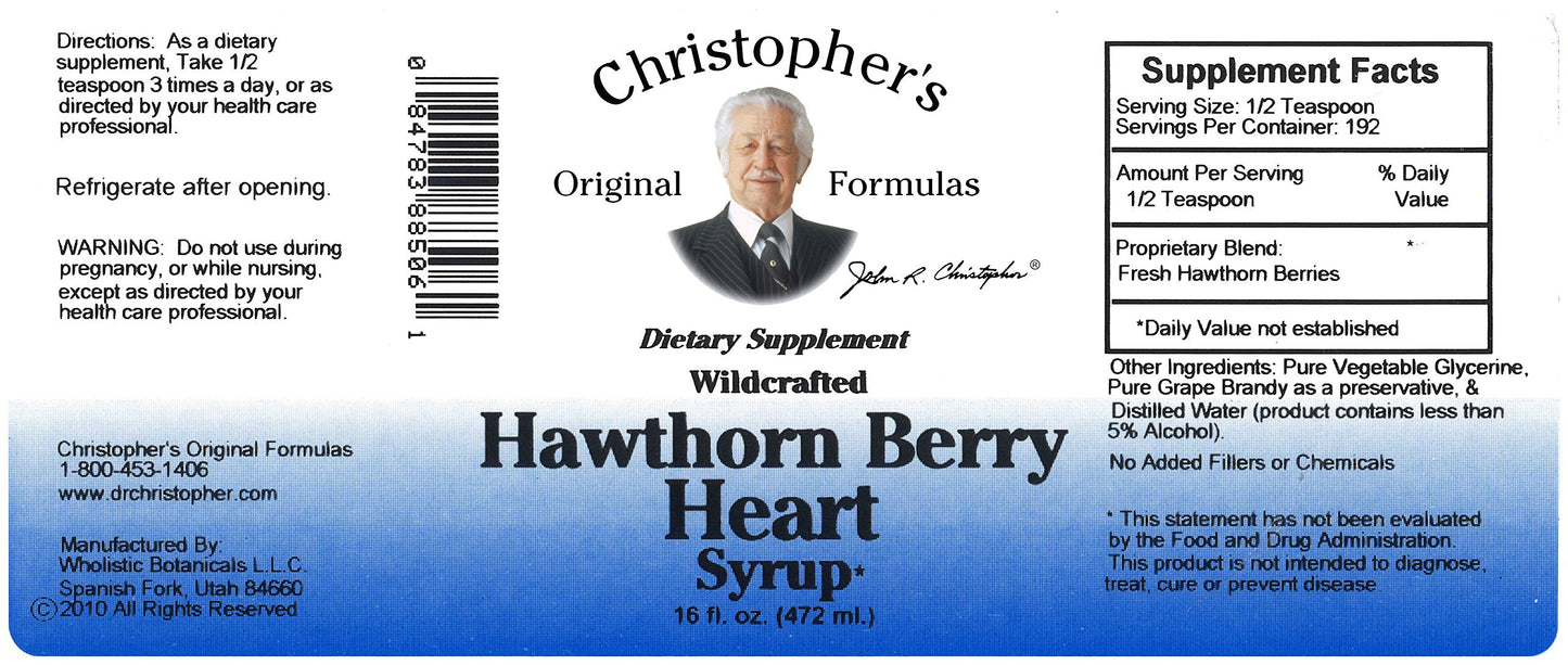 Christopher's Original Formulas Hawthorn Berry Heart Syrup - 16 fl oz | Natural Herbal Wellness