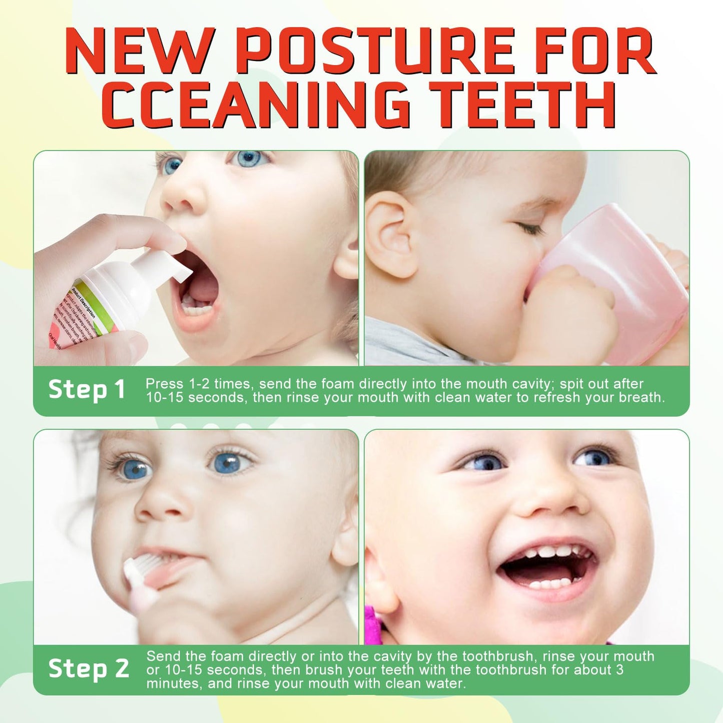Kids Foam Toothpaste with Fruit Flavor - Low Fluoride Anti-Cavity (60ml x 2) | 360° Care