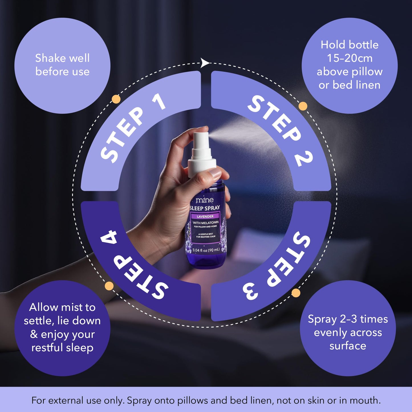 Lavender Sleep Spray with Melatonin – Natural Pillow Mist for Relaxing Sleep | Calming Bed Spray