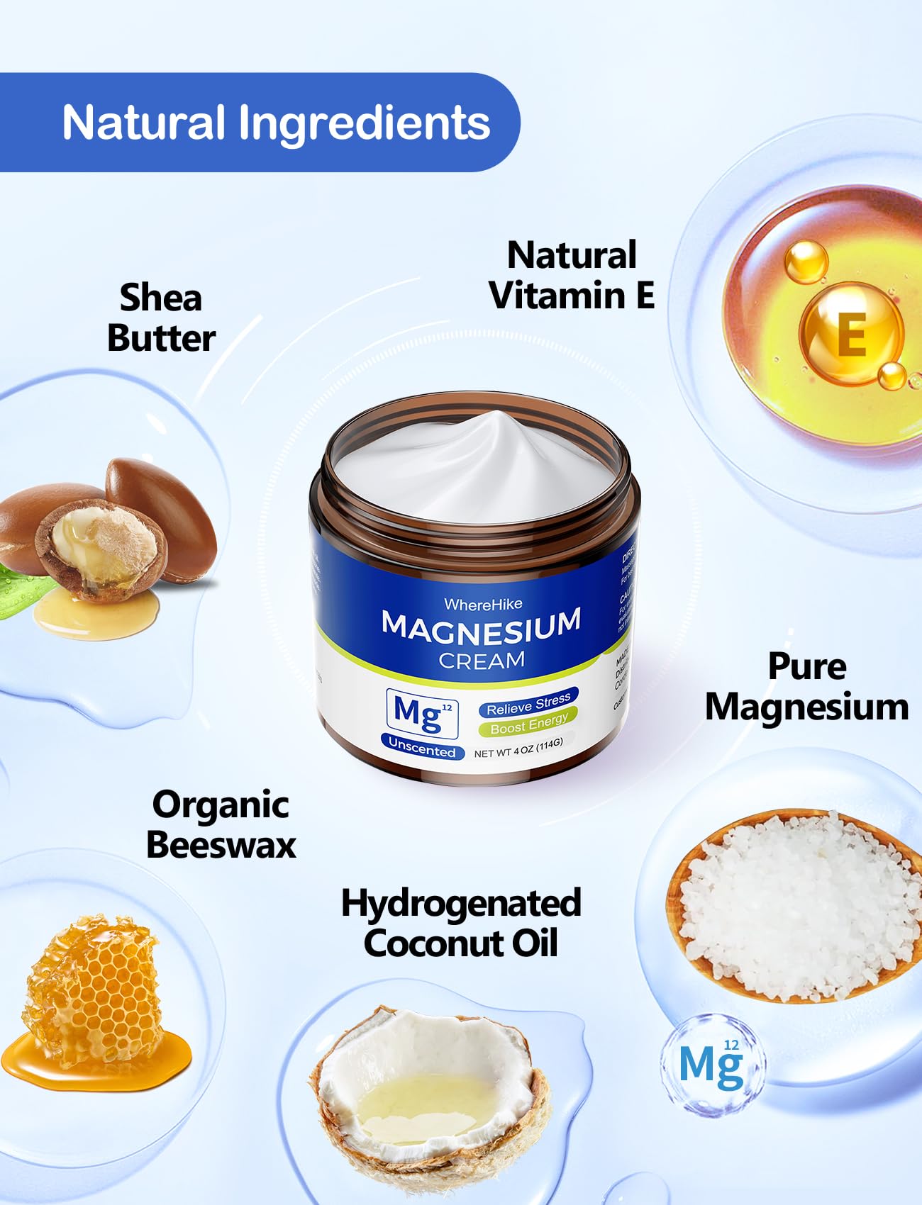 Natural Topical Magnesium Cream for Sleep & Relaxation – Unscented Nighttime Lotion