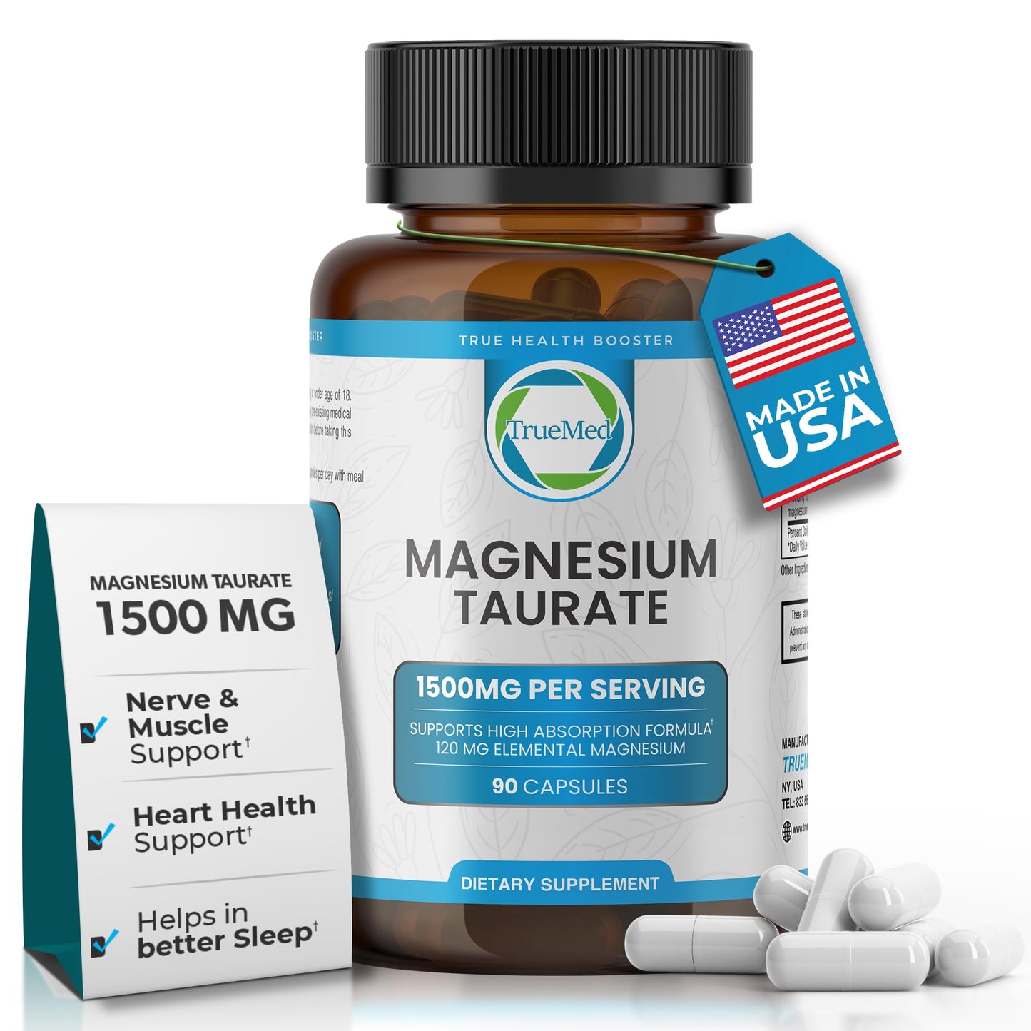 Magnesium Taurate 1500 mg – 90 Capsules | Sleep & Heart Health | 30-Day Supply