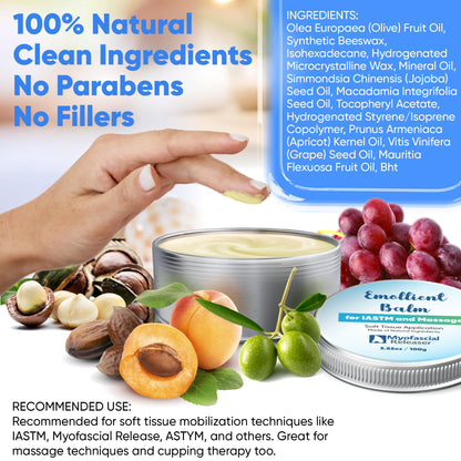 Myofascial Releaser Emollient Balm – Natural Massage Oil for IASTM, Gua Sha & Muscle Relief