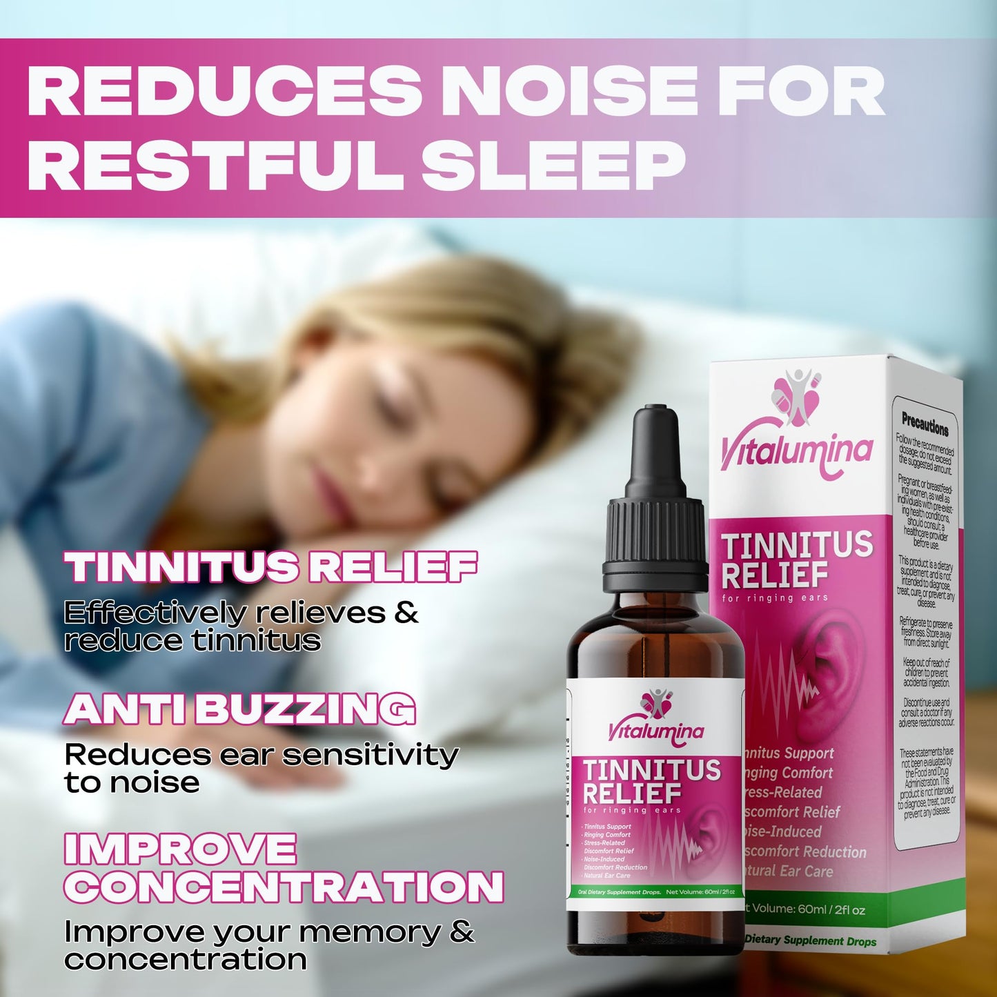 Tinnitus Relief Drops To Drink – Natural Tinnitus Relief for Ringing Ears (60ml)