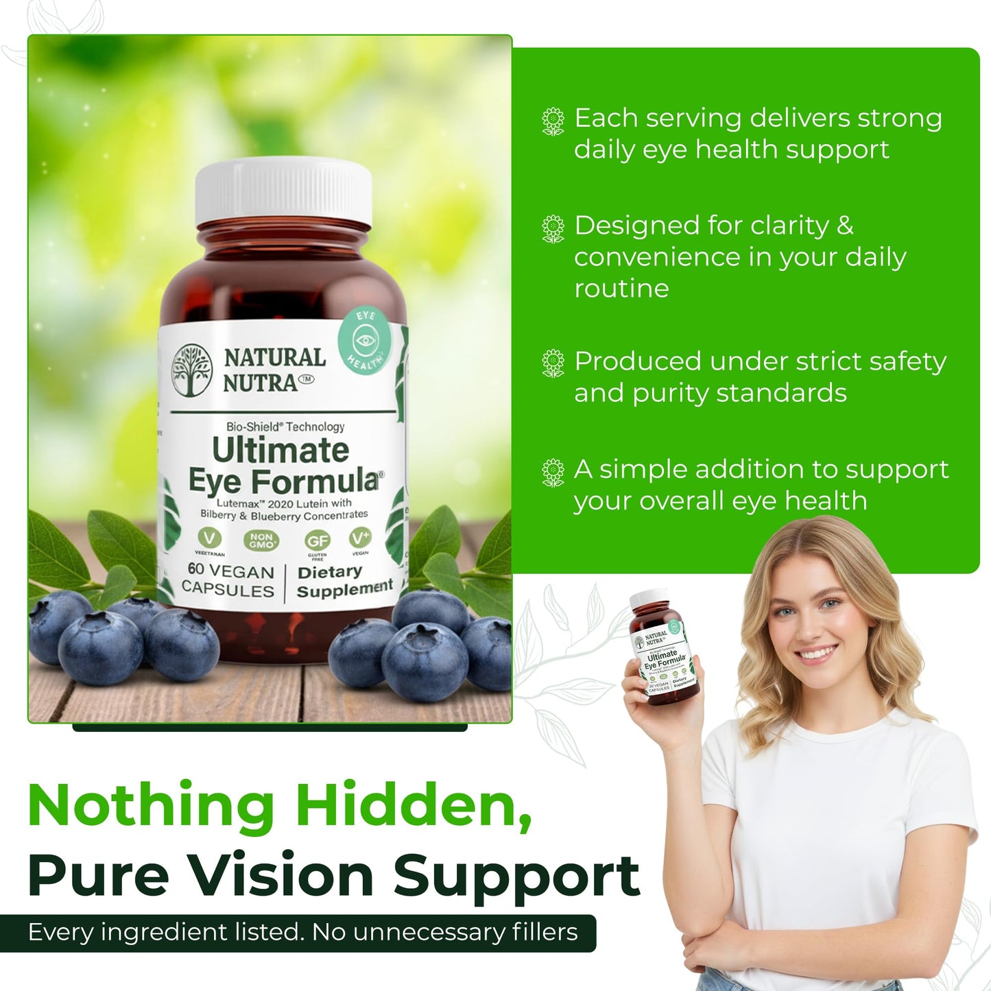 Natural Nutra Ultimate Eye Health | Bilberry & Blueberry Vision Support