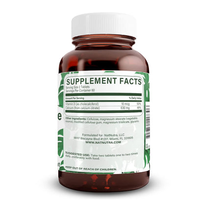 Natural Nutra Calcium Citrate with Vitamin D3 – Bone Health & Heart Support, 120 Tablets