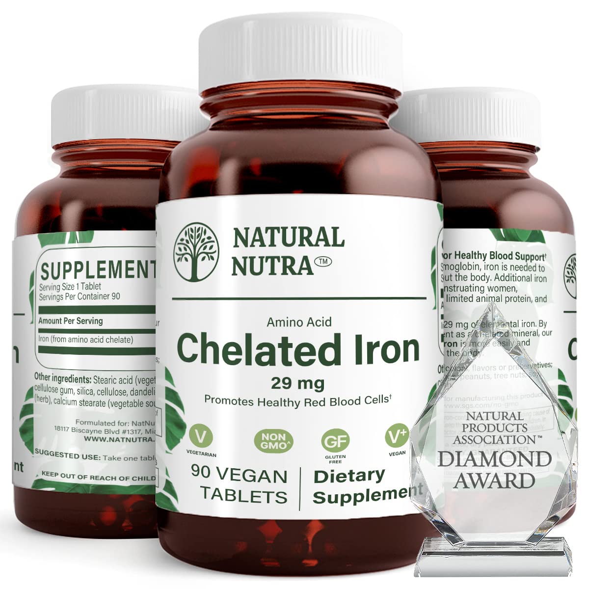 Natural Nutra Chelated Iron Supplement – Hair, Skin & Nails Health, 90 Tablets