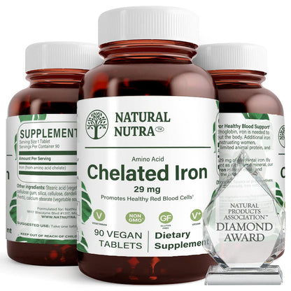 Natural Nutra Chelated Iron Supplement – Hair, Skin & Nails Health, 90 Tablets