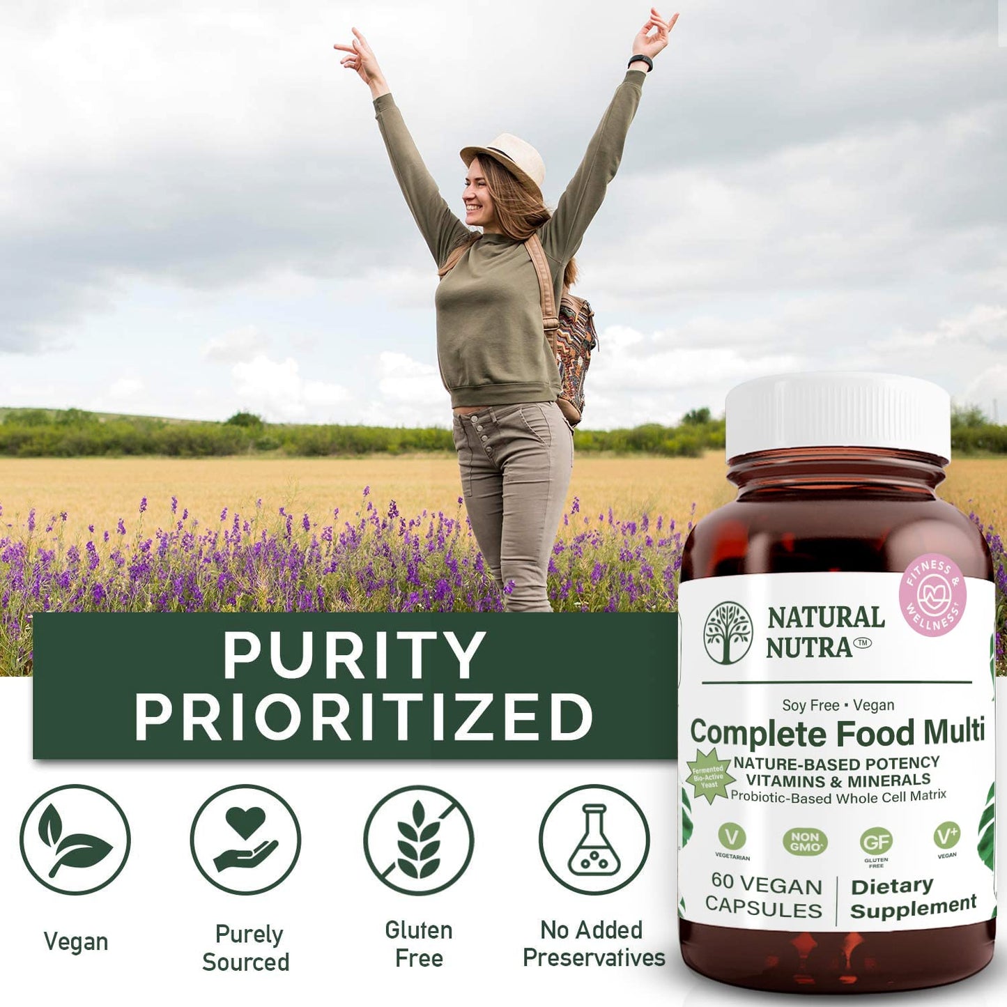 Natural Nutra Whole Food Multivitamin & Mineral for Women & Men – Energy, Immunity & Bone Health (60 Capsules)