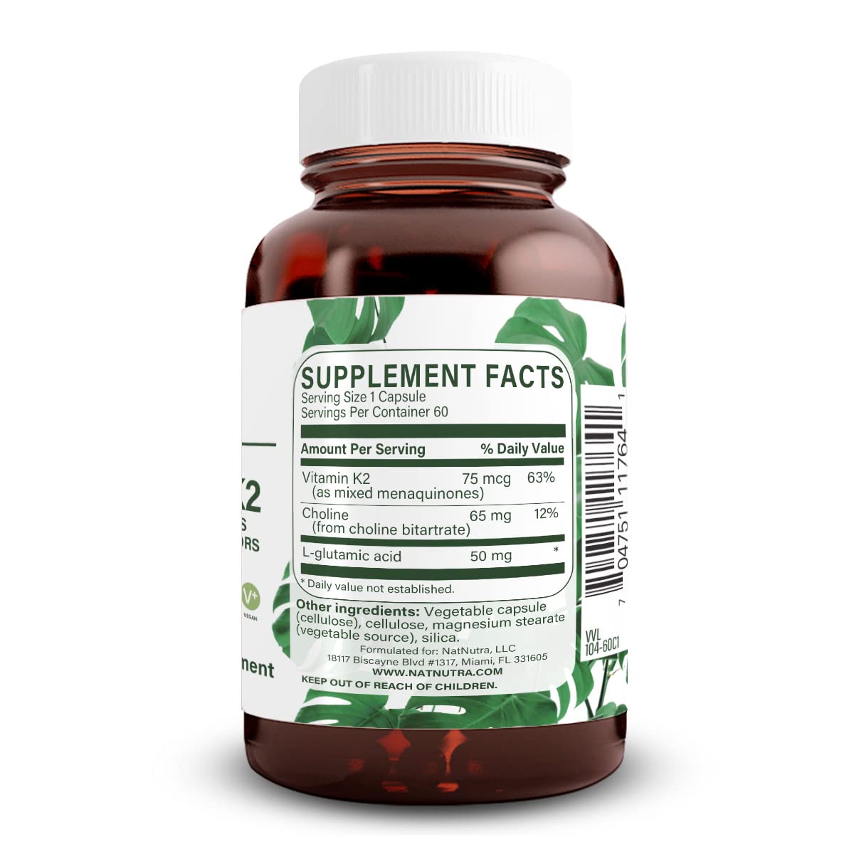 Natural Nutra Full Spectrum Vitamin K2 Supplement - 75 mcg, 60 Capsules