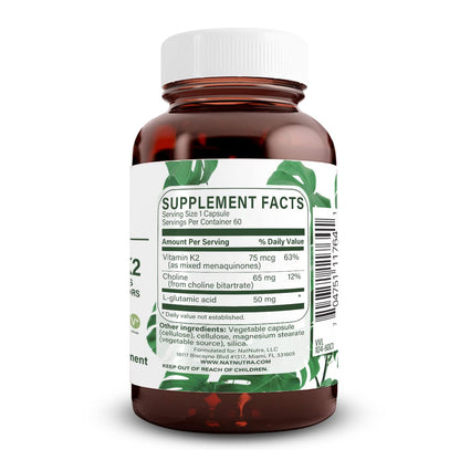 Natural Nutra Full Spectrum Vitamin K2 Supplement - 75 mcg, 60 Capsules