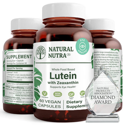 Natural Nutra Lutein & Zeaxanthin – 20mg, Vision Health, 60 Caps, Gluten & Soy Free