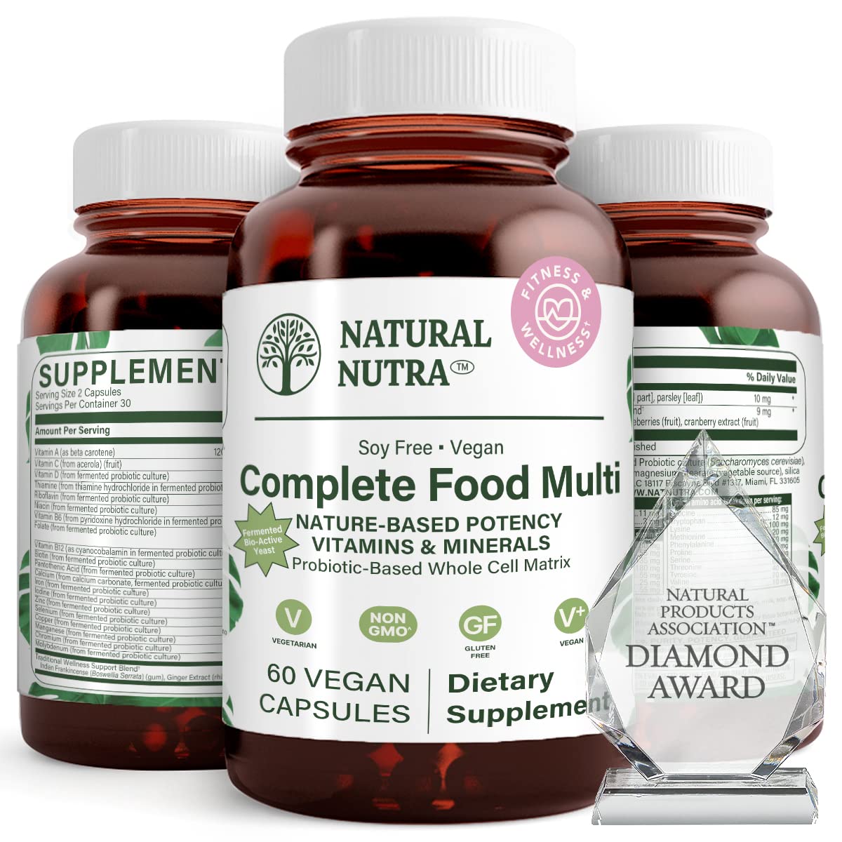 Natural Nutra Whole Food Multivitamin & Mineral for Women & Men – Energy, Immunity & Bone Health (60 Capsules)