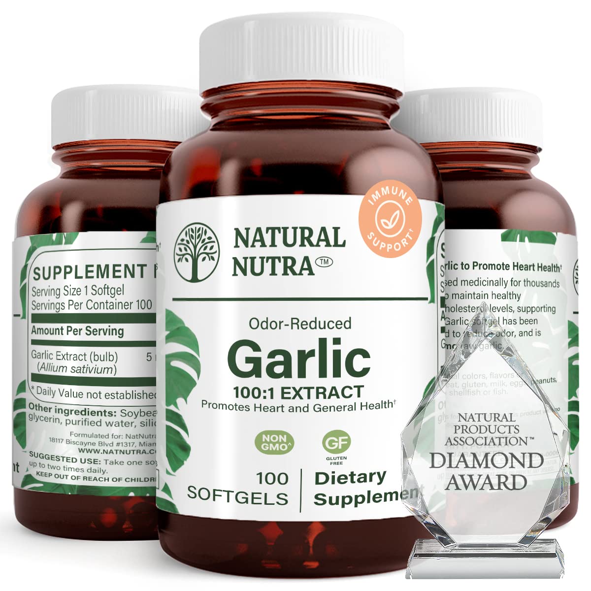 Natural Nutra Odorless Garlic Oil 500mg – 100 Softgels | Heart, Immune & Skin Health