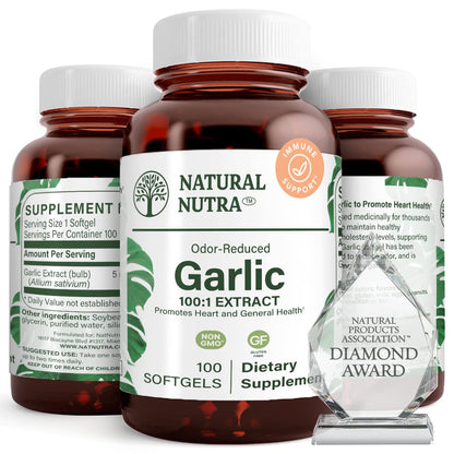 Natural Nutra Odorless Garlic Oil 500mg – 100 Softgels | Heart, Immune & Skin Health