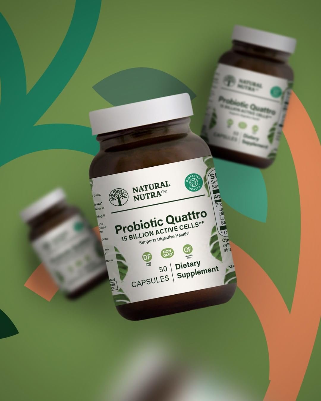Natural Nutra Probiotic Quattro – 4-Strain Probiotic for Digestive & Immune Health | 50 Veg Capsules