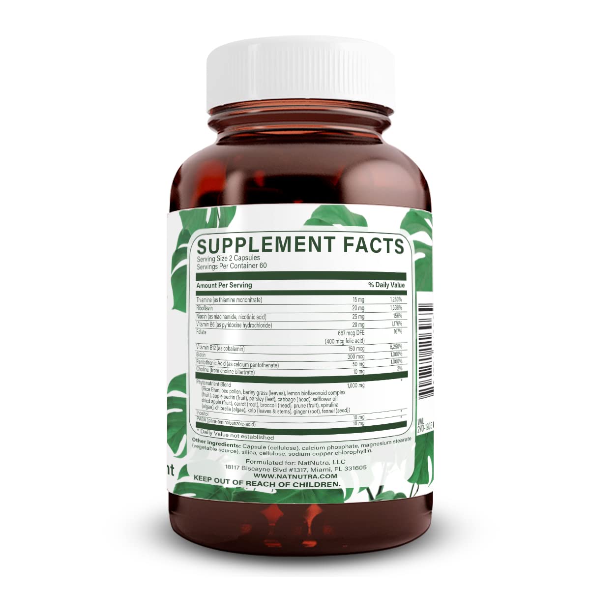 Natural Nutra Vitamin B Complex with Niacin, Folate, Thiamin, Biotin | 120 Veg Capsules