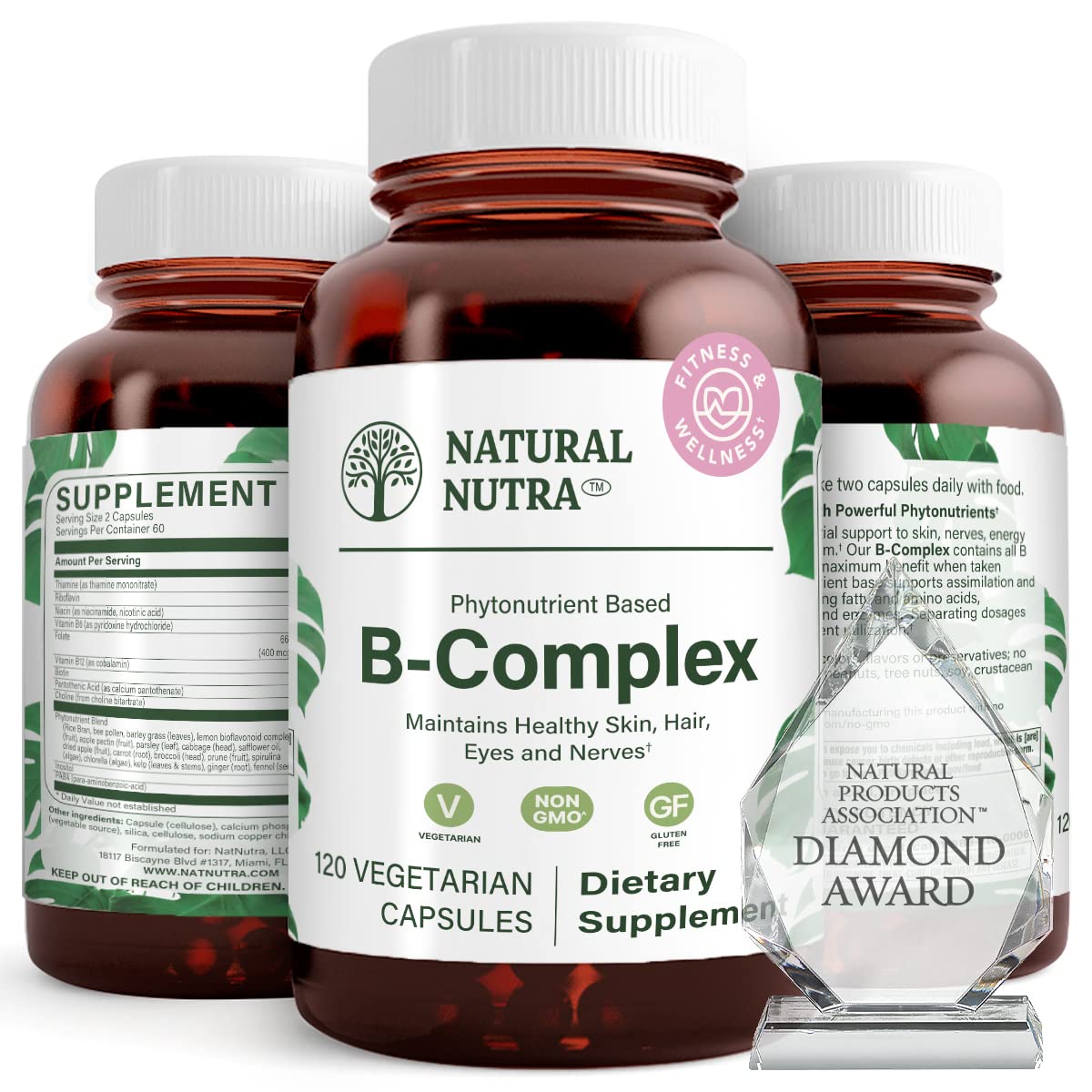Natural Nutra Vitamin B Complex with Niacin, Folate, Thiamin, Biotin | 120 Veg Capsules