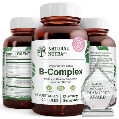 Natural Nutra Vitamin B Complex with Niacin, Folate, Thiamin, Biotin | 120 Veg Capsules