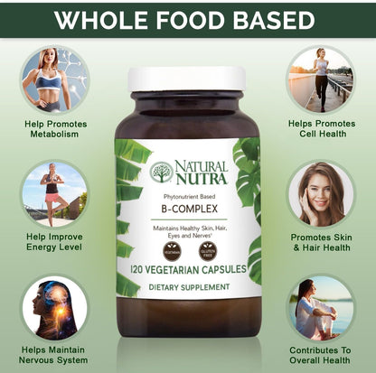 Natural Nutra Vitamin B Complex with Niacin, Folate, Thiamin, Biotin | 120 Veg Capsules