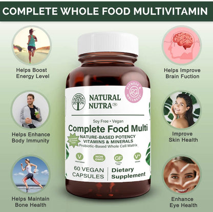 Natural Nutra Whole Food Multivitamin & Mineral for Women & Men – Energy, Immunity & Bone Health (60 Capsules)